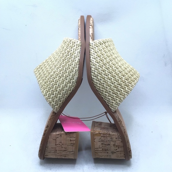 Jessica Carlyle Womens Natural Weave Stacked Heel Open Toe Mule Sandal - Picture 4 of 10